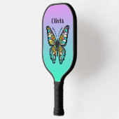 ステンカラフルドグラス蝶パーソナライズされた蝶 ピックルボールラケット (左)