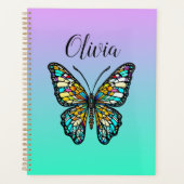 ステンカラフルドグラス蝶パーソナライズされた蝶 プランナー手帳 (正面)