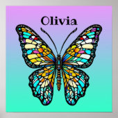 ステンカラフルドグラス蝶パーソナライズされた蝶 ポスター (正面)