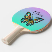 ステンカラフルドグラス蝶パーソナライズされた蝶 卓球ラケット (正面アングル)