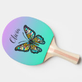 ステンカラフルドグラス蝶パーソナライズされた蝶 卓球ラケット (横)