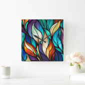 ステンカラフルド離れ・グラスの表情の スクエア壁時計 (ホーム)