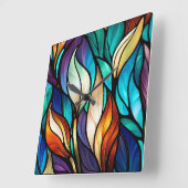 ステンカラフルド離れ・グラスの表情の スクエア壁時計 (傾斜)