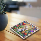 ステンカラフルモダンドグラスラビットイースターデコール タイル