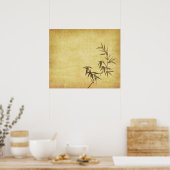 ステングランジド竹紙背景 ポスター (キッチン)