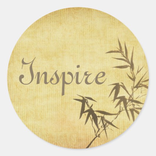 ステングランジド竹紙背景 ラウンドシール (正面)