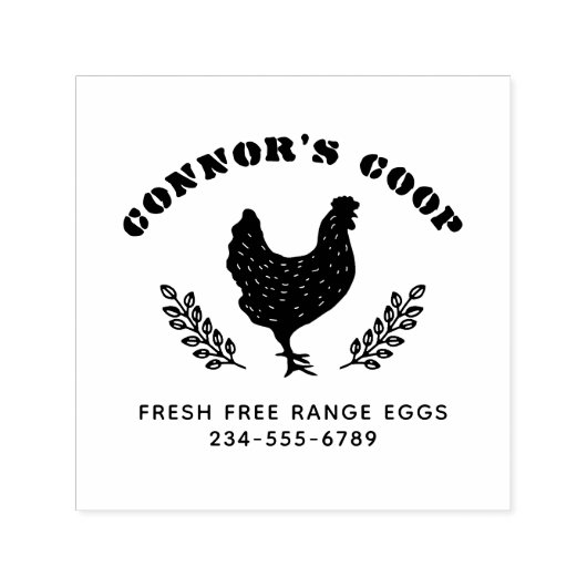 ステンシはっきりしたン農場名素朴鶏卵 セルフインキングスタンプ (デザイン)