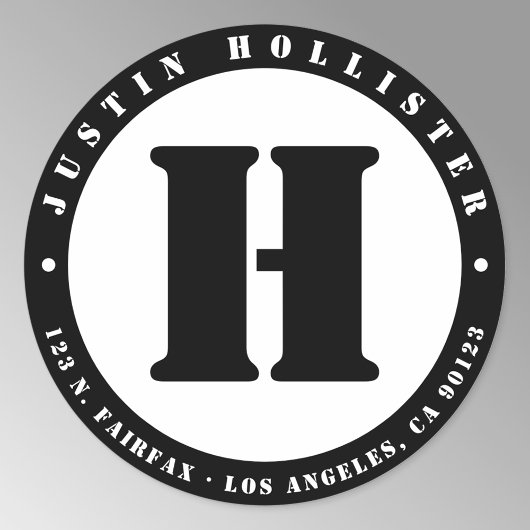 ステンシカッコいいンモノグラムB&W差出人住所 ラウンドシール