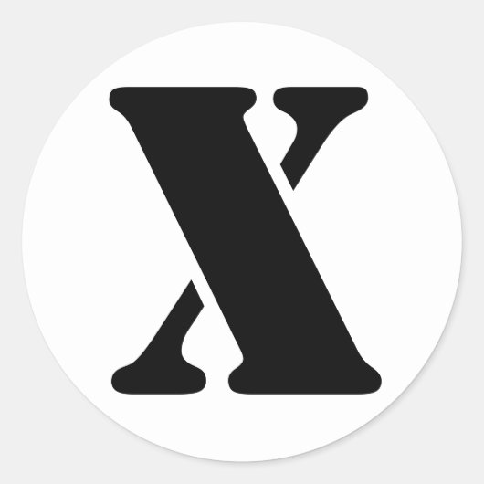 ステンシルアルファベット（ジャンツ文字） X白 ラウンドシール (正面)