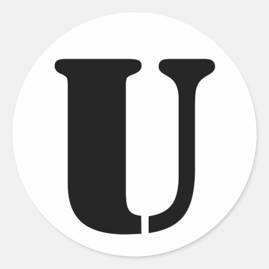 ステンシルアルファベット（ジャンツ文字U白） ラウンドシール (正面)