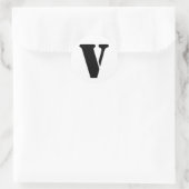ステンシルアルファベット(ジャンツ文字V白色) ラウンドシール (バッグ)