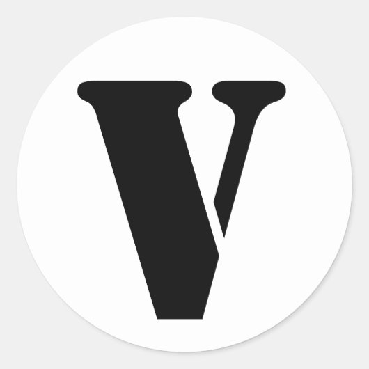 ステンシルアルファベット(ジャンツ文字V白色) ラウンドシール (正面)