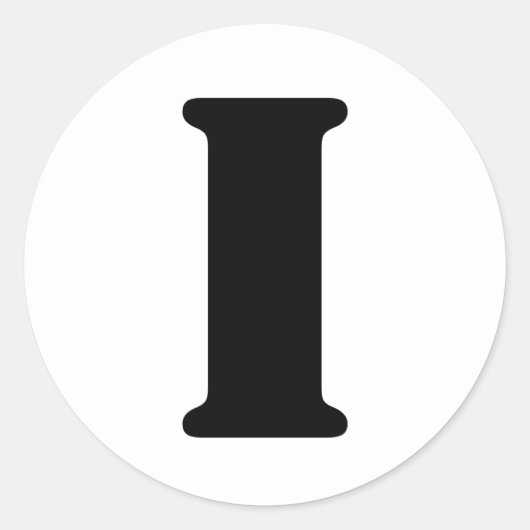 ステンシルアルファベット(Janz Letter I White) ラウンドシール (正面)