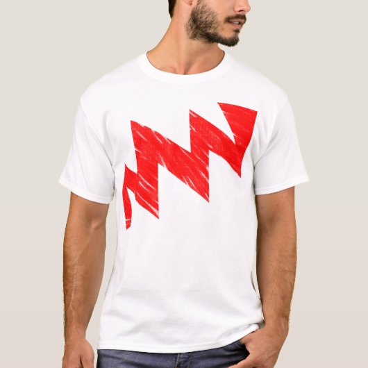 ステンシルジグザグ – 赤 Tシャツ (正面)