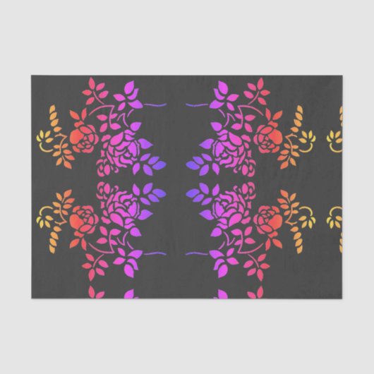 ステンシルドバラ花抽象芸術色の切り離し 薄葉紙 (正面)