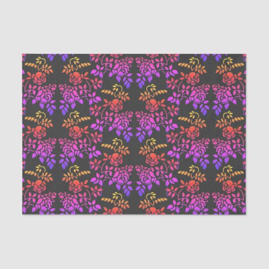 ステンシルドバラ花抽象芸術色の切り離し 薄葉紙 (正面)