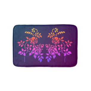 ステンシルドバラ花抽象芸術色 バスマット