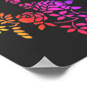 ステンシルドバラ花抽象芸術色 ポスター (角)