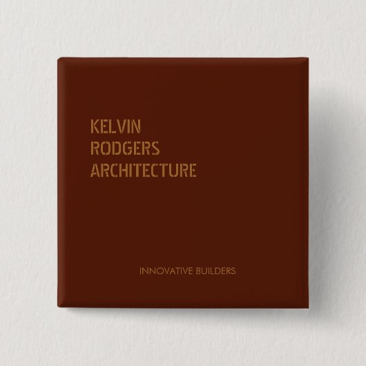 ステンシルド金ゴールドプリント茶色 缶バッジ (正面)