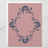 ステンシルフラワーデザイン梅ブルースクラップブック紙 (正面/裏面)