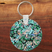 ステンシルフローライングリーンとピーチ キーホルダー (正面)