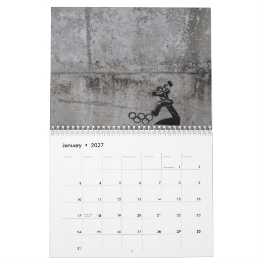 ステンシル芸術ロンドン カレンダー (1月 2027)