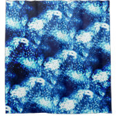 ステンドの派手な青色は曇りガラスのように見える シャワーカーテン (正面)