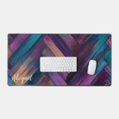 ステンドウッドカラフルヘリンボーンパーソナライズされた デスクマット (キーボード&マウス)