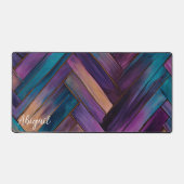 ステンドウッドカラフルヘリンボーンパーソナライズされた デスクマット (正面)