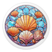 ステンドガエレガントスフェイクラスビーチシーシェルセラミック セラミックノブ (正面)