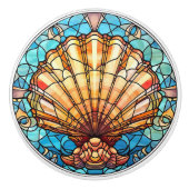 ステンドガエレガントスフェイクラスビーチ貝殻 セラミックノブ (正面)