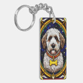 ステンドガエレガントラス芸術的アートの犬 キーホルダー (正面左)