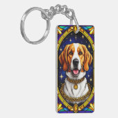 ステンドガエレガントラス芸術的アートの犬 キーホルダー (正面左)