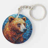 ステンドガカラフルラスのアートにポートレートを持つ キーホルダー (裏面)