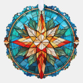 ステンドガカラフルラスのクリスマススター オーナメントカード (正面)