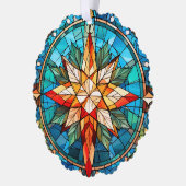 ステンドガカラフルラスのクリスマススター オーナメントカード (左)