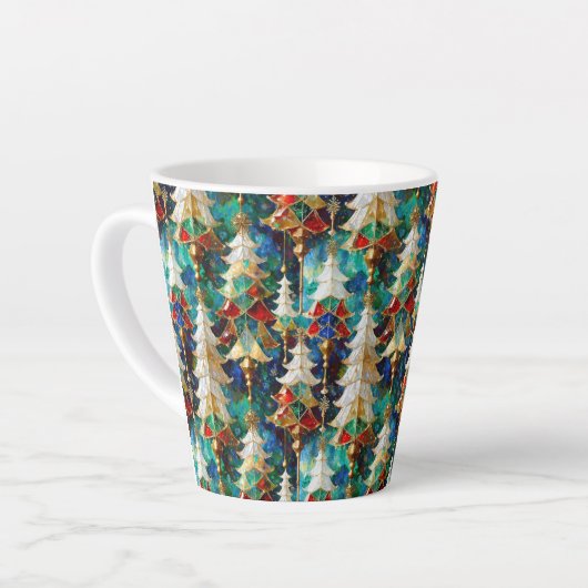 ステンドガカラフルラスのクリスマスツリー カフェラテマグ (左アングル)