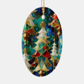 ステンドガカラフルラスのクリスマスツリー セラミックオーナメント (右)