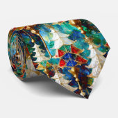 ステンドガカラフルラスのクリスマスツリー ネクタイ (ロール)