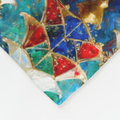 ステンドガカラフルラスのクリスマスツリー フリースブランケット (角)