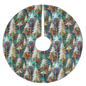 ステンドガカラフルラスのクリスマスツリー ブラッシュドポリエステルツリースカート (正面)