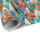 ステンドガカラフルラスのクリスマスツリー ラッピングペーパー (ロールコーナー)