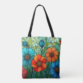 ステンドガカラフルラスの花 トートバッグ (裏面)