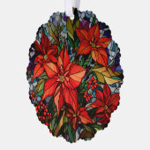 ステンドガカラフルラススタイルポインセティアス&ホリー オーナメントカード (左)