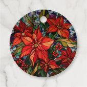 ステンドガカラフルラススタイルポインセティアス&ホリー フェイバータグ (正面)