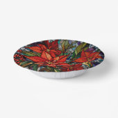 ステンドガカラフルラススタイルポインセティアス&ホリー ペーパーボウル (傾斜あり)