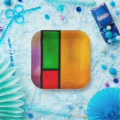 ステンドガカラフルラスデザイン ペーパープレート (パーティー)