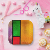 ステンドガカラフルラスデザイン ペーパープレート (パーティー)