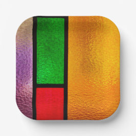 ステンドガカラフルラスデザイン ペーパープレート