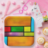 ステンドガカラフルラスデザイン ペーパープレート (パーティー)